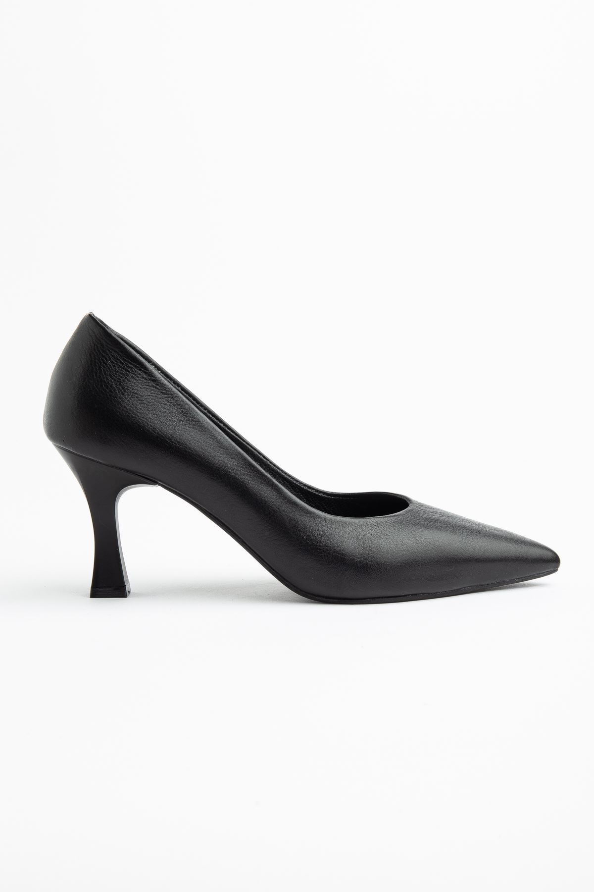 Kadın Siyah Cilt Hakiki Deri Sivri Topuklu Stiletto