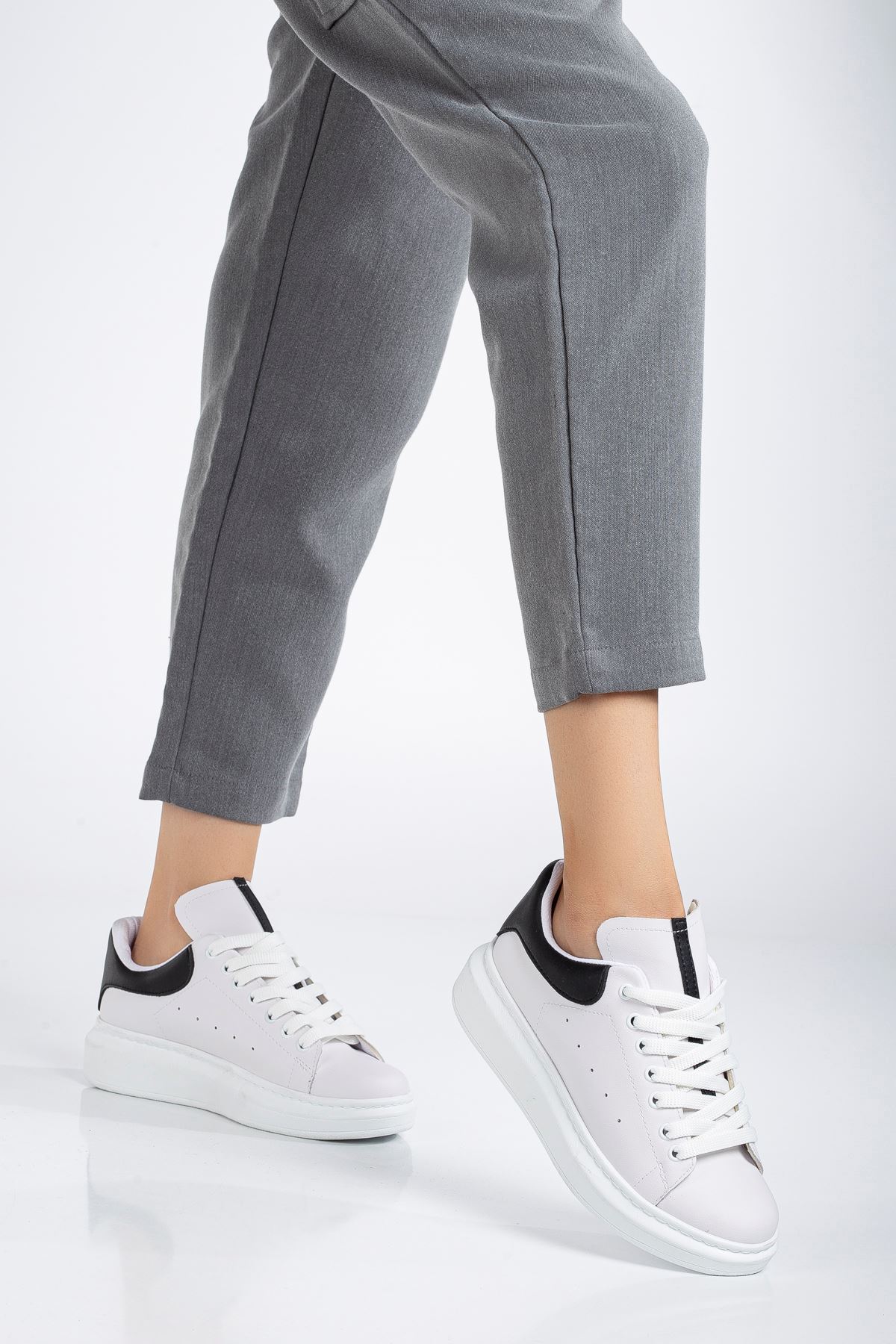 Fersatie Beyaz - Siyah Kadın Sneaker Günlük Ayakkabı