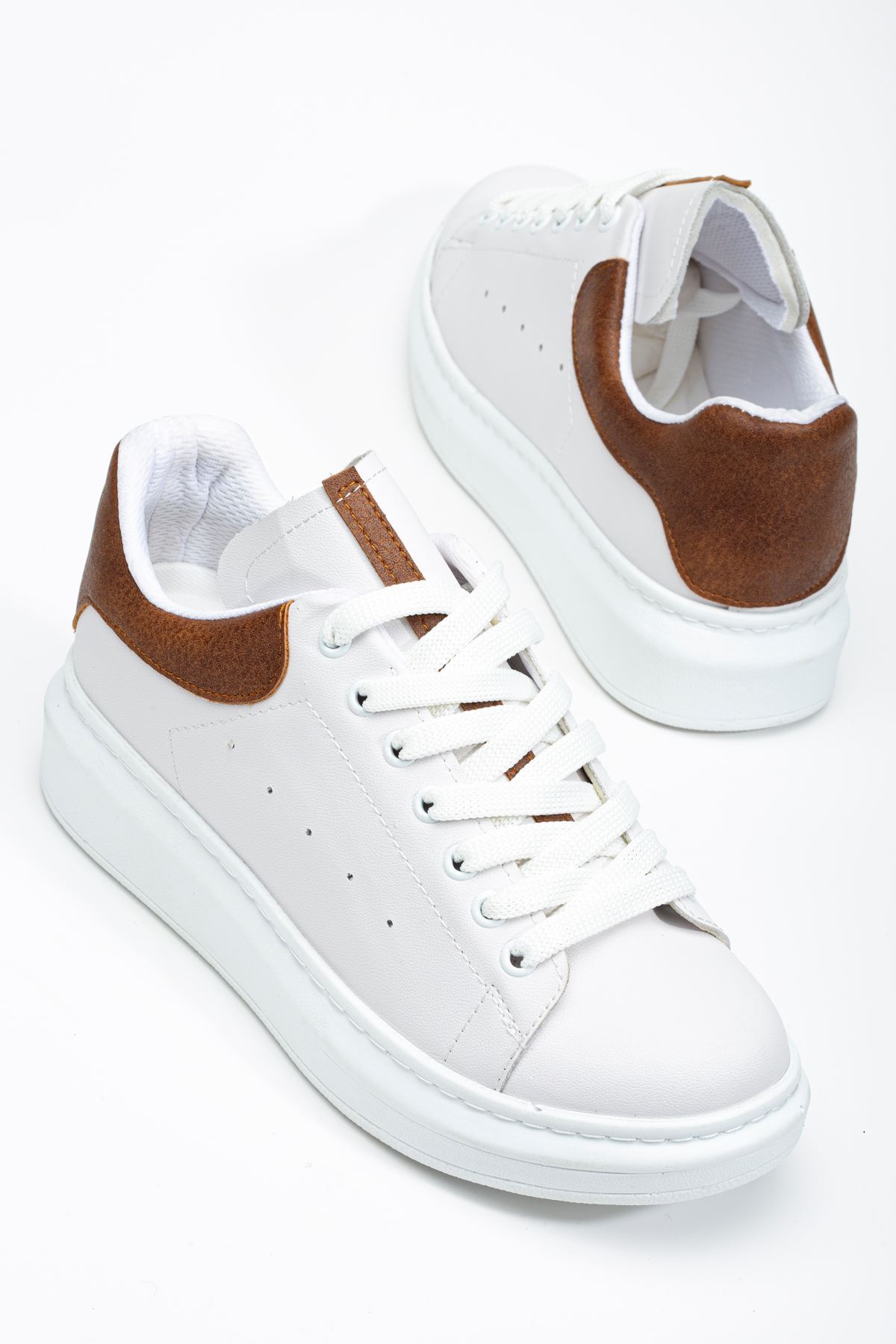 Fersatie Beyaz - Taba Kadın Sneaker Günlük Ayakkabı