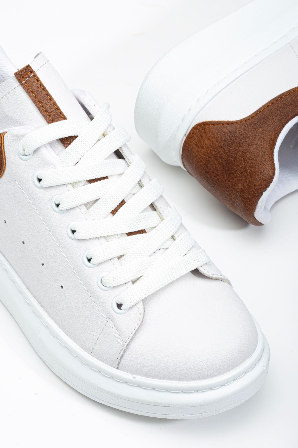 Fersatie Beyaz - Taba Kadın Sneaker Günlük Ayakkabı