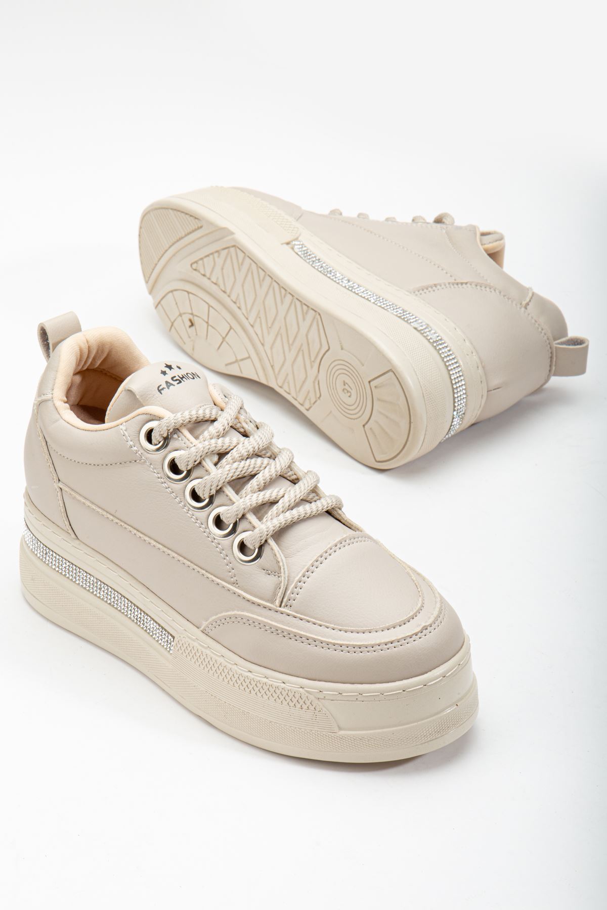 Granes Kadın Bej Gizli Topuk Sneaker