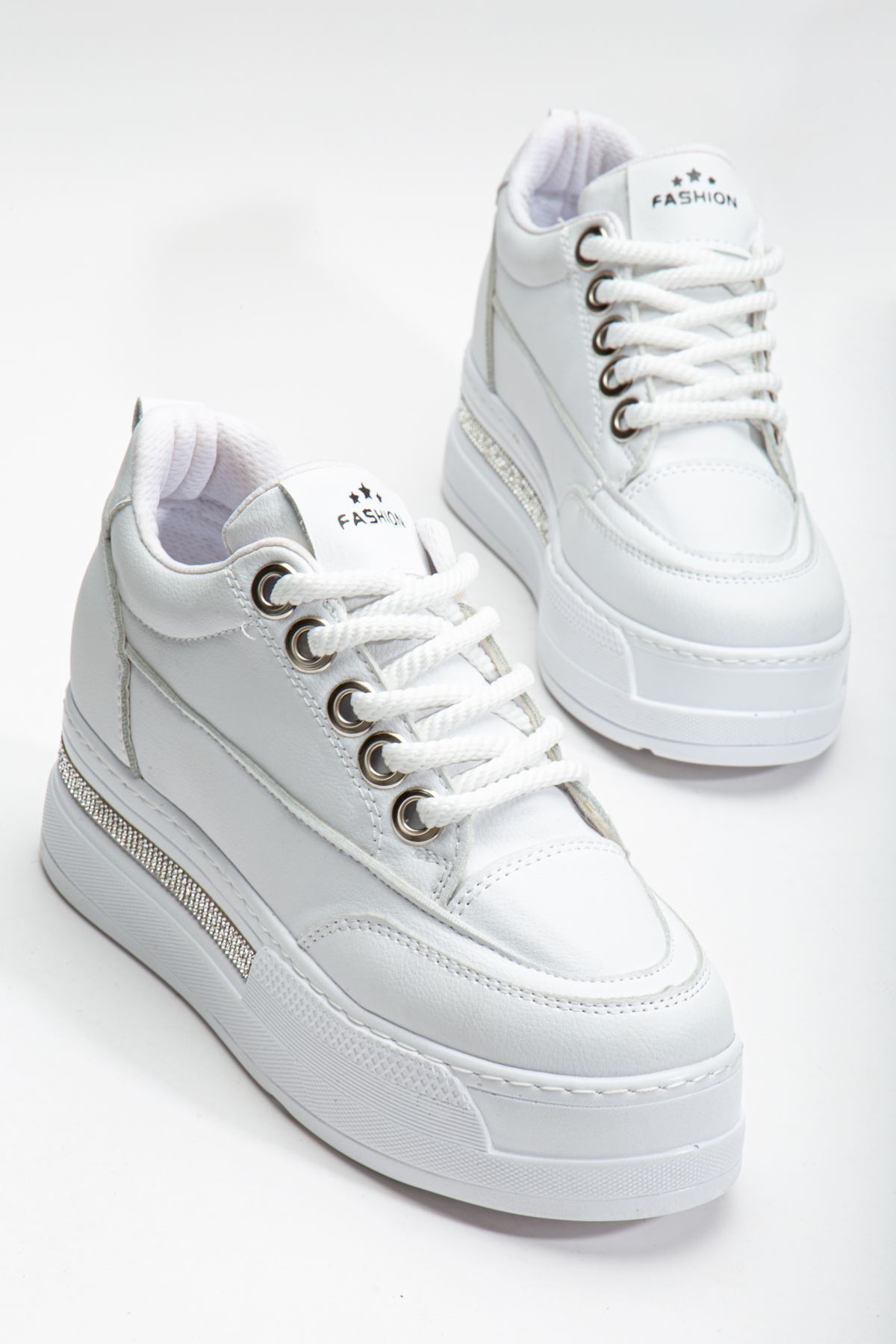 Granes Kadın Beyaz Gizli Topuk Sneaker