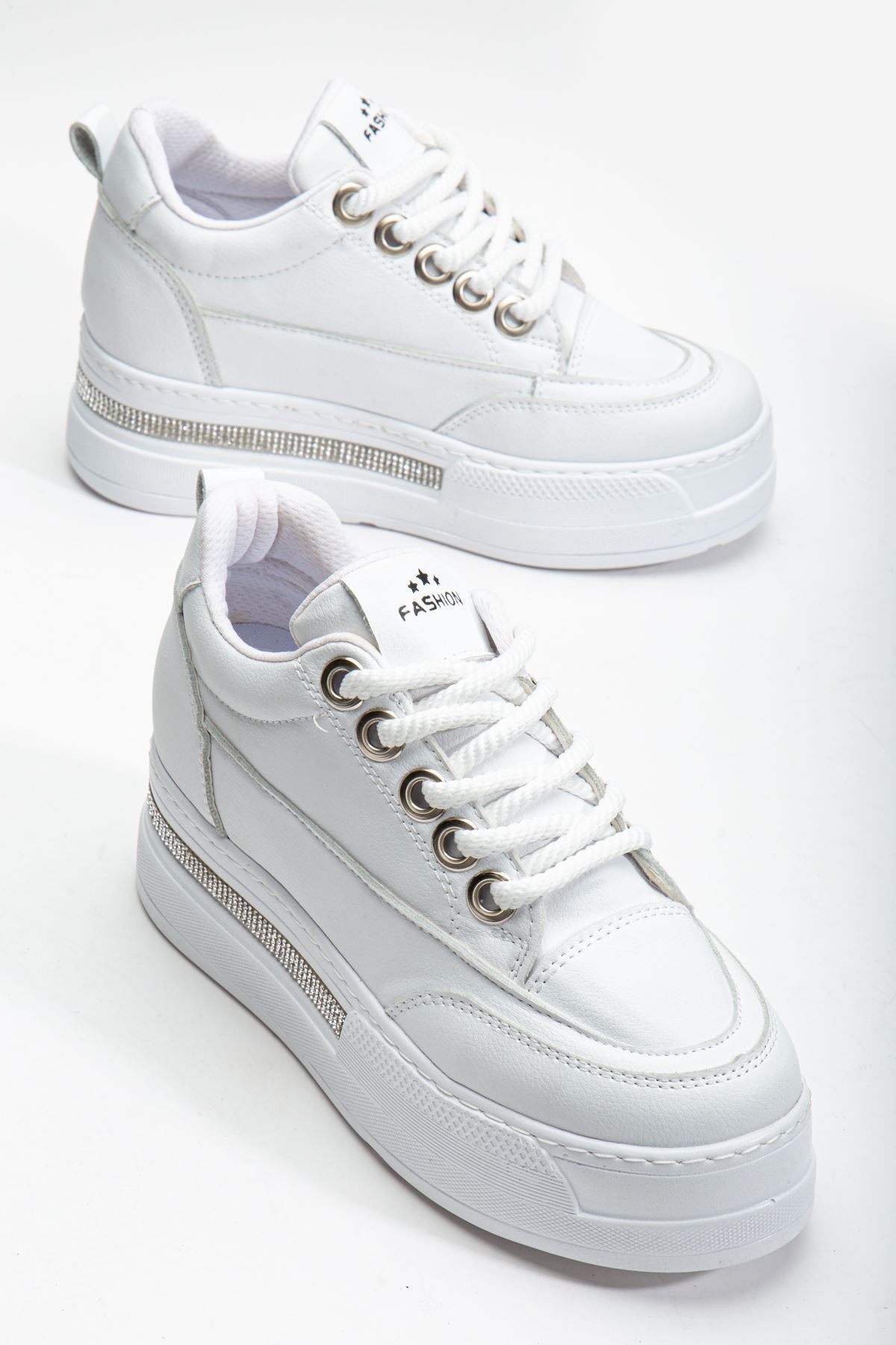 Granes Kadın Beyaz Gizli Topuk Sneaker