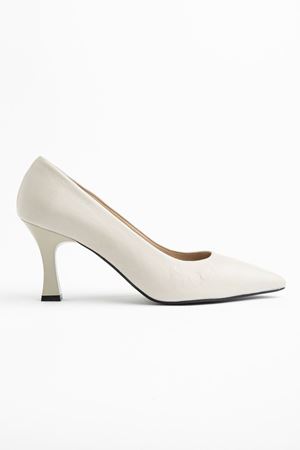 Kadın Bej Cilt Hakiki Deri Sivri Topuklu Stiletto