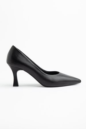 Kadın Siyah Cilt Hakiki Deri Sivri Topuklu Stiletto