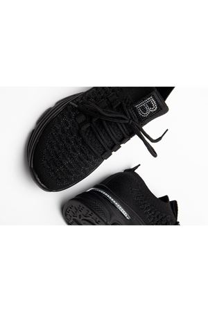 Edwin Siyah Triko Bağcıklı Yüksek Topuk Rahat Kalıp Sneaker