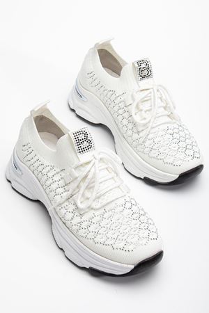 Edwin Beyaz Triko Bağcıklı Yüksek Topuk Rahat Kalıp Sneaker