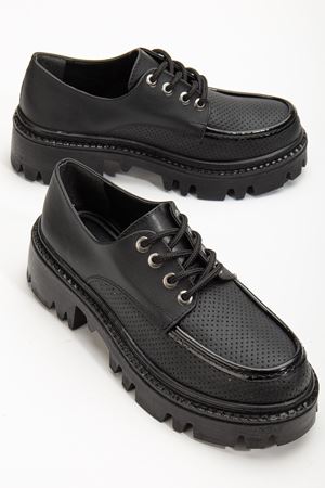 Minnet Kadın Siyah Bağcık Detaylı Loafer Ayakkabı