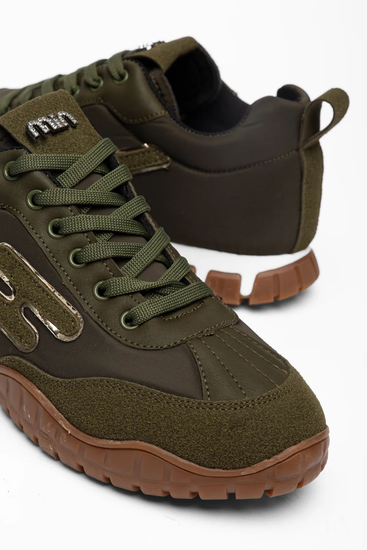 Kadın Haki Paraşüt Ortopedik Sneaker Yürüyüş Ayakkabısı