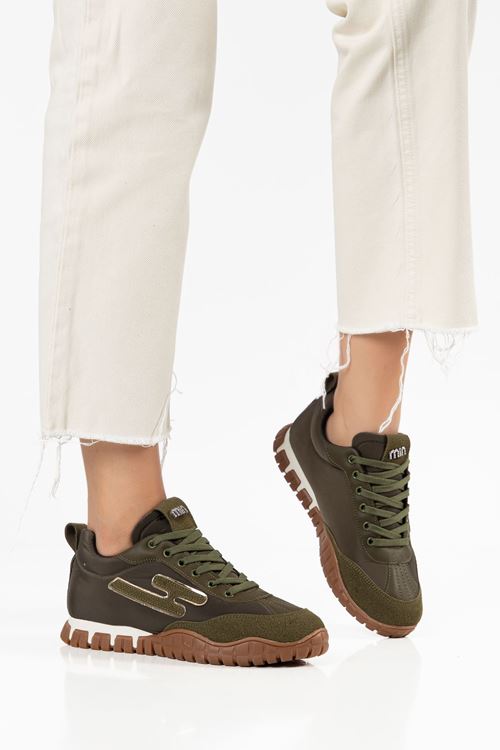 Kadın Haki Paraşüt Ortopedik Sneaker Yürüyüş Ayakkabısı