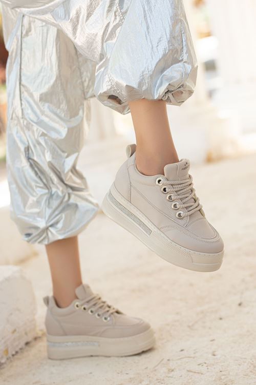 Granes Kadın Bej Gizli Topuk Sneaker