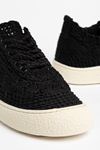 Naz Kadın Örgülü Siyah Kalın Tabanlı Günlük Kadın Sneaker