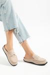 Ugan Kadın Bej Süet Poli Taban Detaylı Terlik